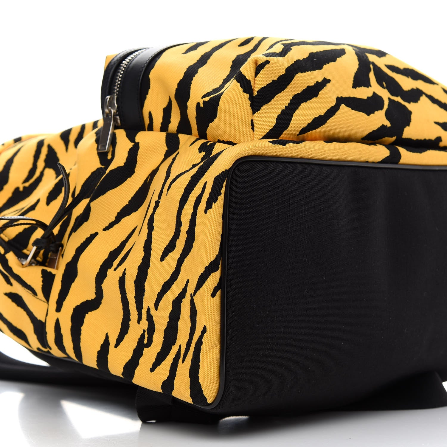 Saint Laurent Canvas Zebra Print City Backpack Yellow Black 7 of 8