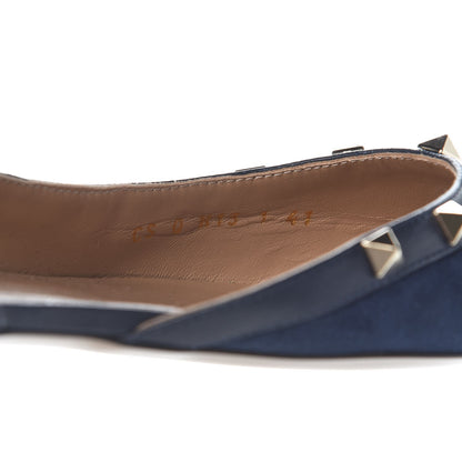 Valentino Garavani Suede Nappa Rockstud Slingback Flats 41 Marine 8 of 8