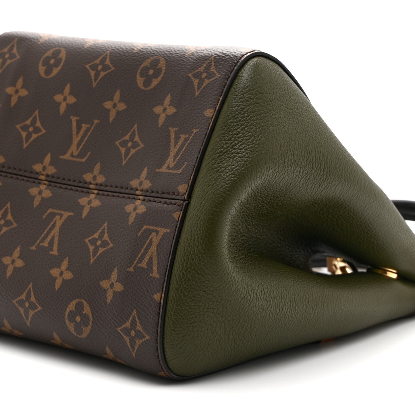 Calfskin Monogram Fold Tote PM Cream Khaki Black