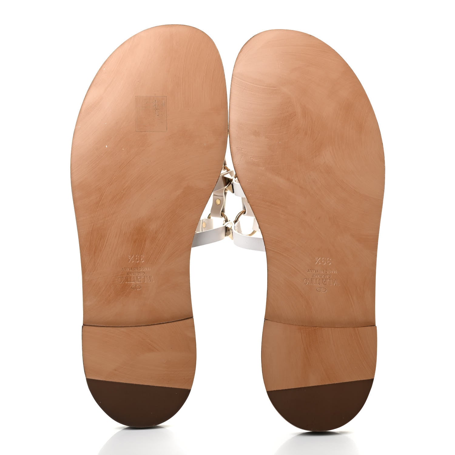 Valentino Garavani Calfskin Rockstud Linked Flat Slide Sandals 39.5 White 5 of 7