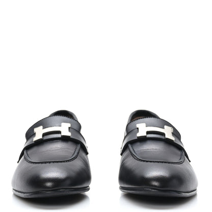 Hermes Goatskin Womens Paris Loafers 36 Black 2 of 9