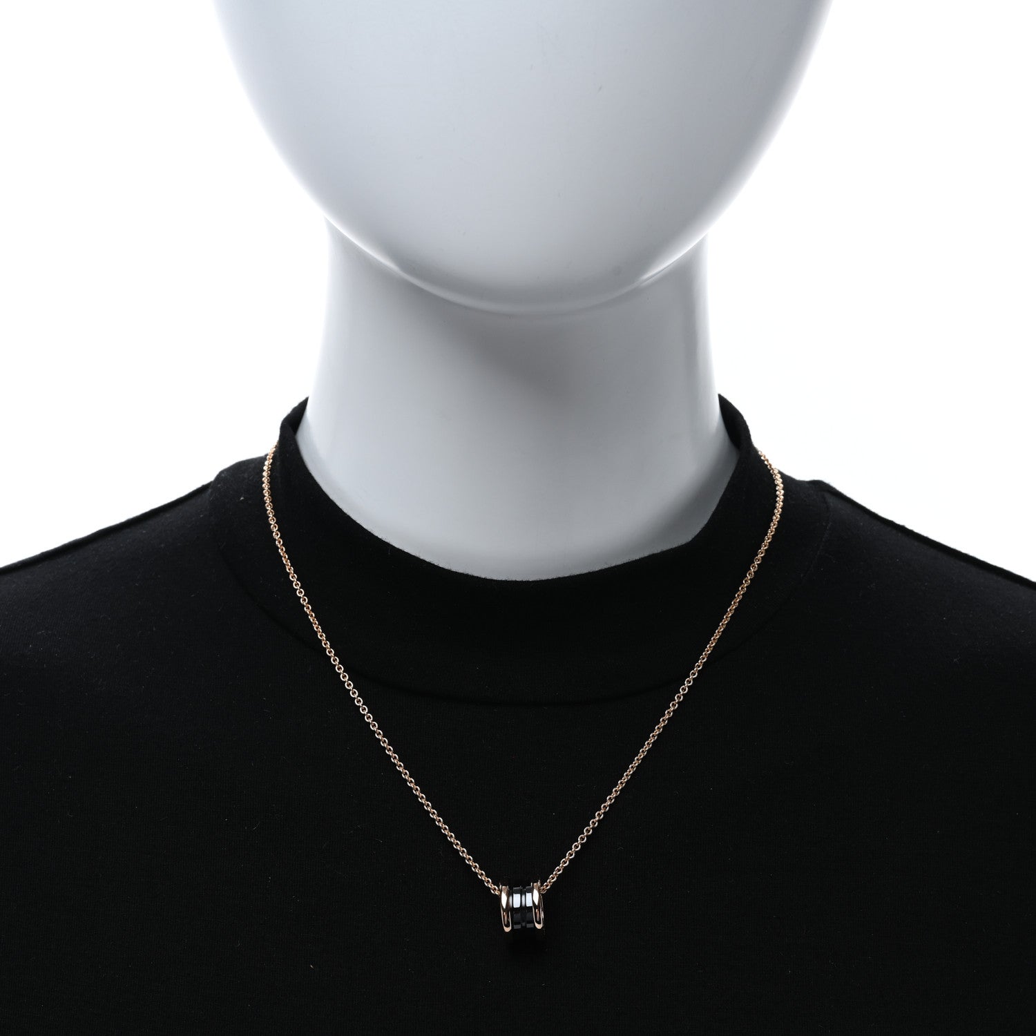 Bulgari 18K Rose Gold Black Ceramic B.Zero1 Pendant Necklace 2 of 5