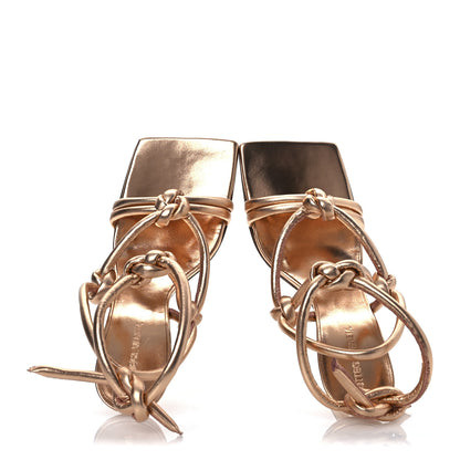 Bottega Veneta Metallic Nappa Dream Knotted Sandals 37.5 Gold Peach 3 of 24