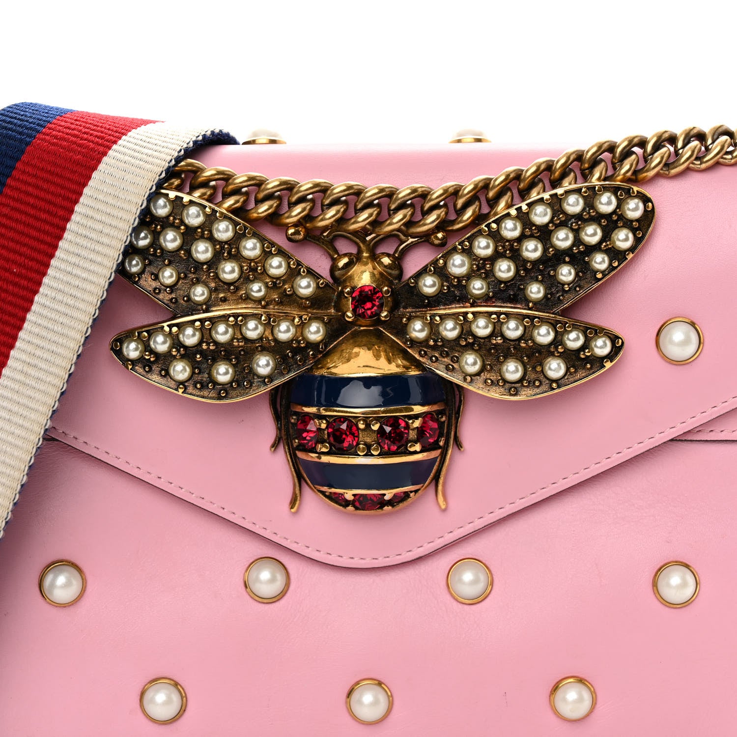 Gucci Nappa Pearl Studded Mini Queen Margaret Broadway Shoulder Bag Sugar Pink 8 of 14