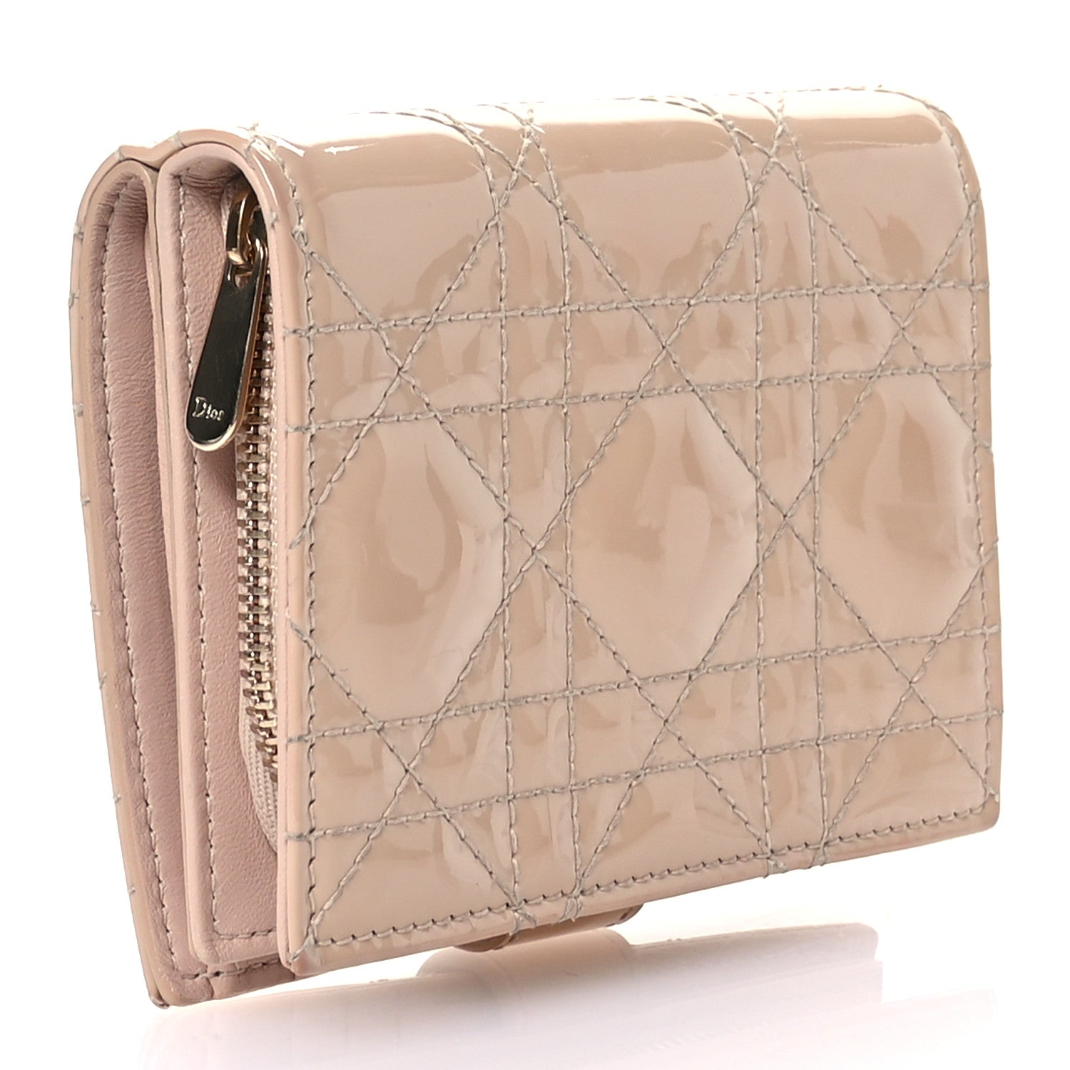 Christian Dior Patent Cannage Lady Dior Eden Wallet  Beige 3 of 7
