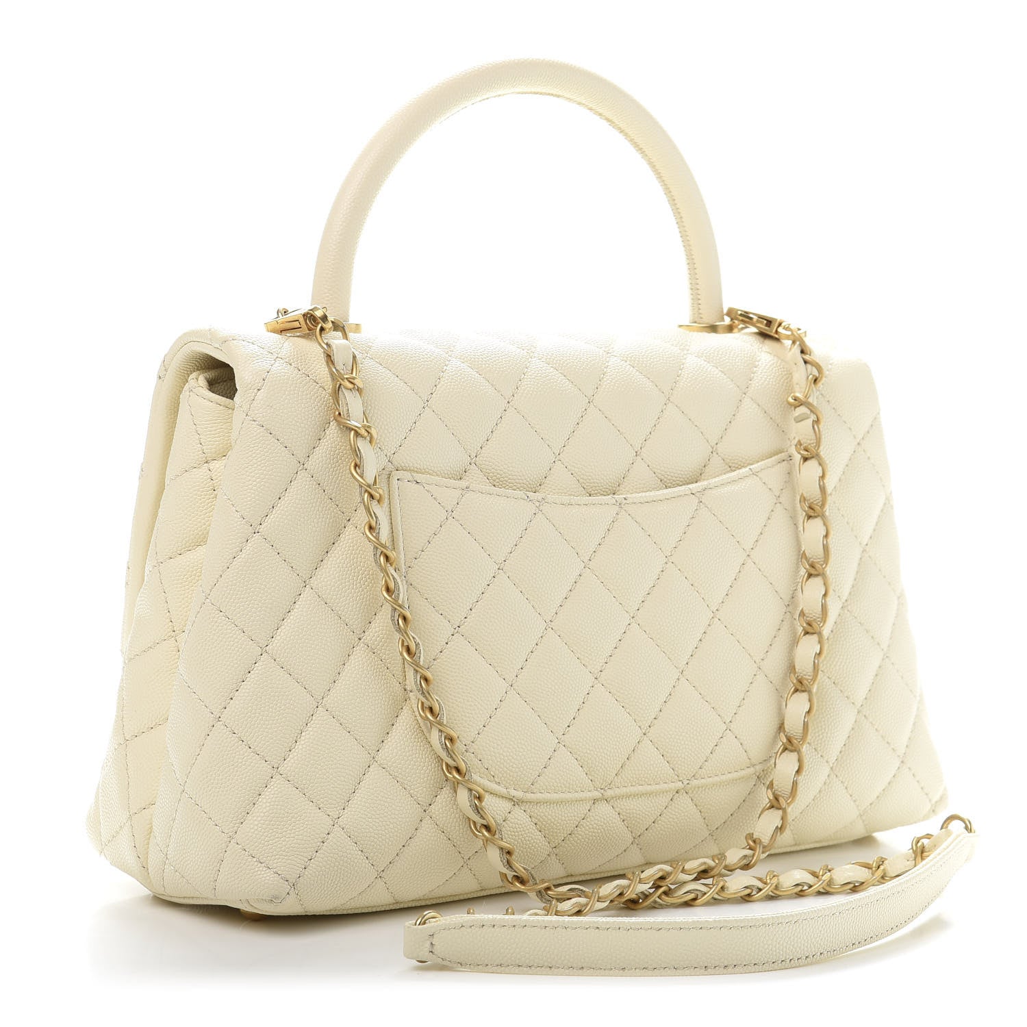 Chanel Caviar Quilted Small Coco Handle Flap White 3 of 11