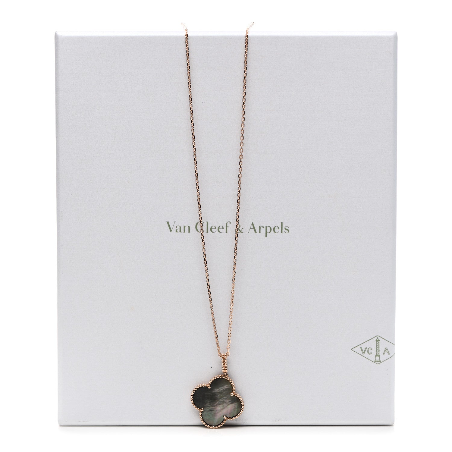 Van Cleef & Arpels 18K Rose Gold Gray Mother of Pearl Magic Alhambra Long Necklace 6 of 6