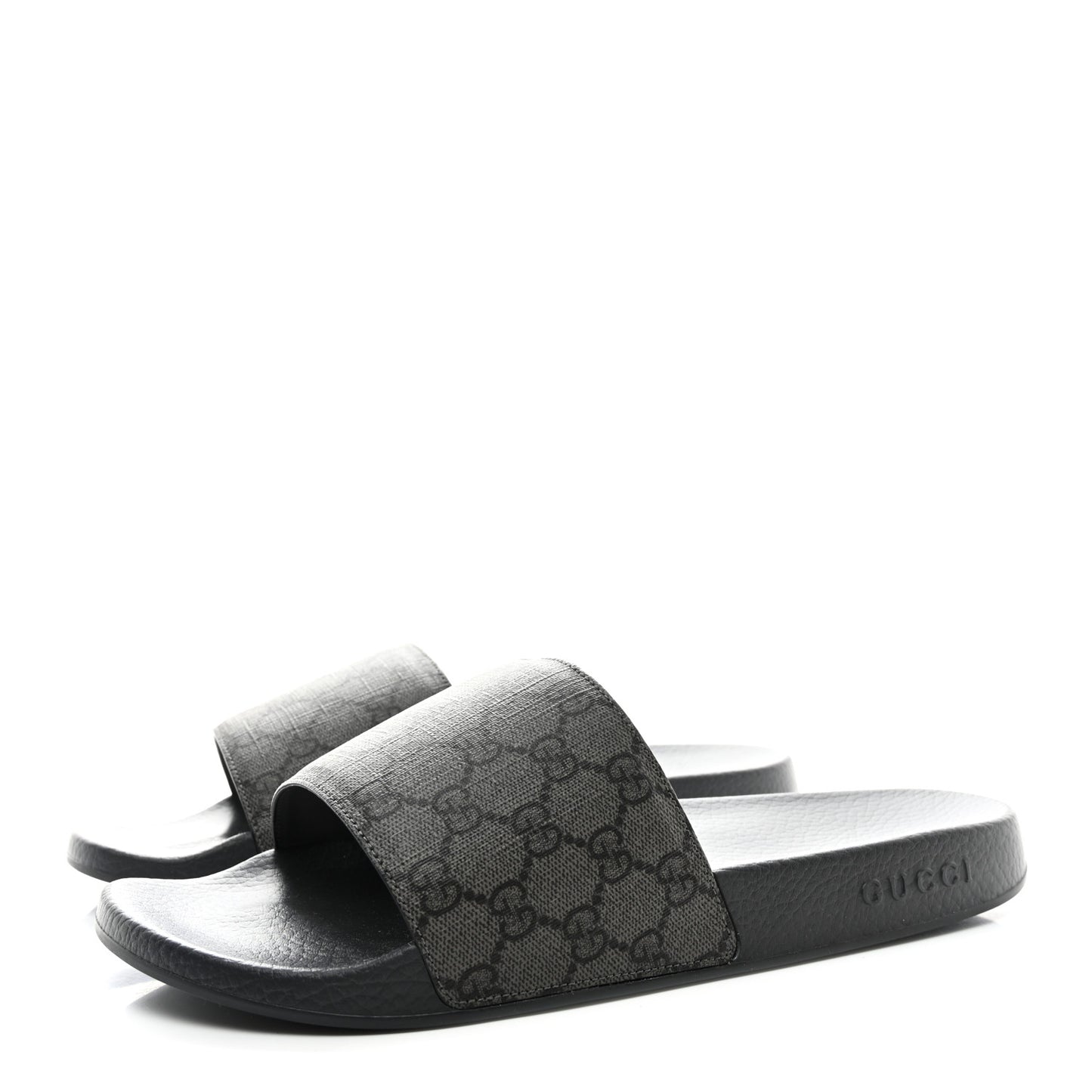 GG Supreme Monogram Mens Slide Sandals 12 Grey Black