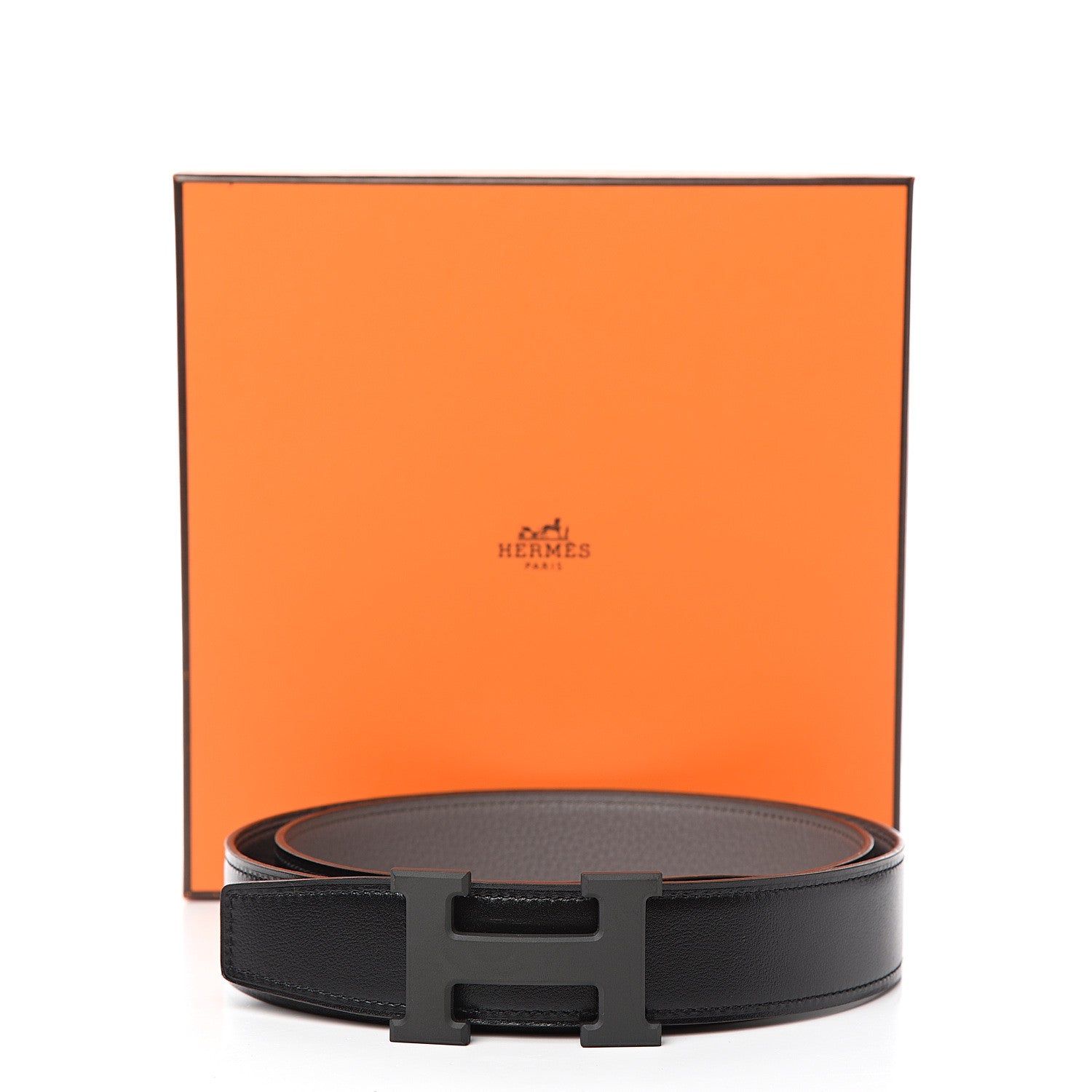 Hermes Box Taurillon Clemence 32mm H Belt 95 Black Etain 6 of 6