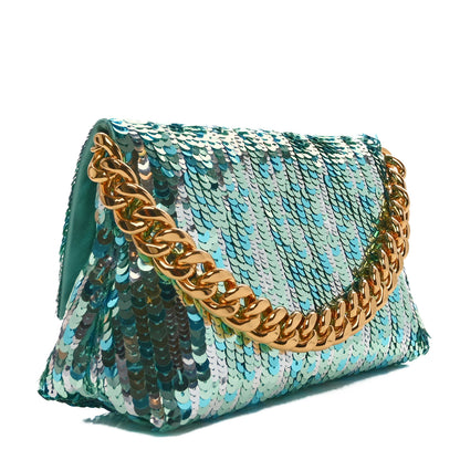 Tom Ford Sequin Mini Label Shoulder Bag Aqua Black 3 of 9