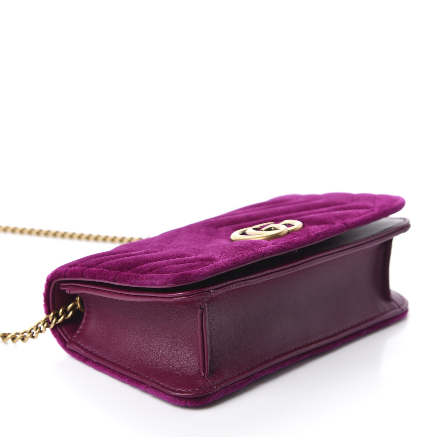 Gucci Velvet Matelasse GG Marmont Mini Bag Fuchsia Violet Cyclamen 4 of 11