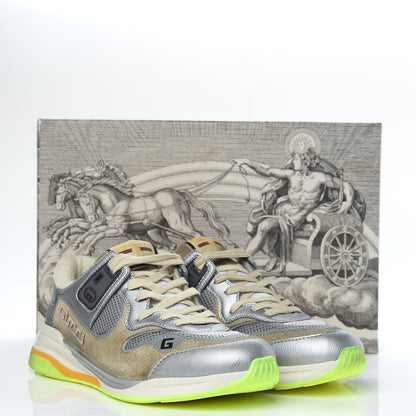 Gucci Metallic Calfskin Suede Mens Ultrapace Sneakers 8.5 Silver Oatmeal 8 of 8