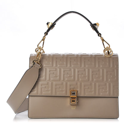 Fendi Vitello Liberty FF 1974 Embossed Kan I Shoulder Bag Tortora 1 of 8