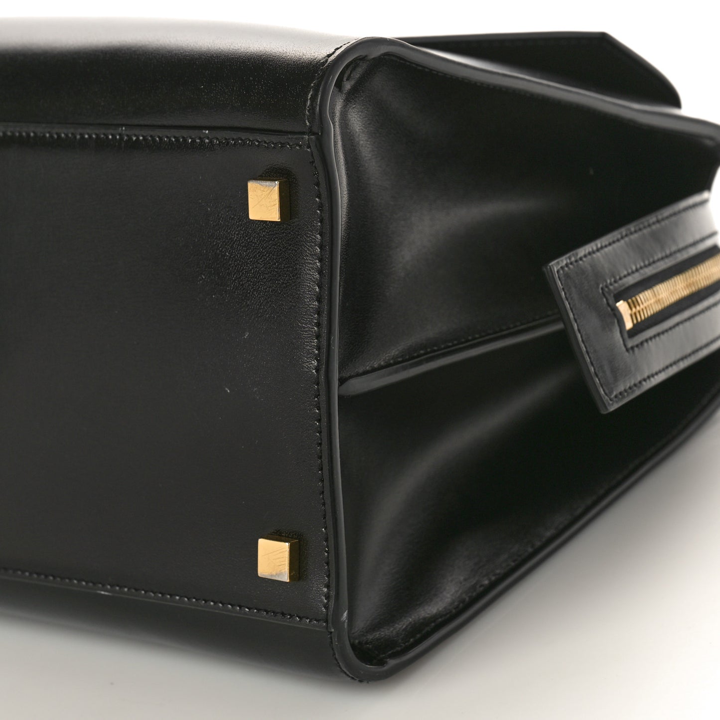 Shiny Calfskin Medium Uptown Tote Black