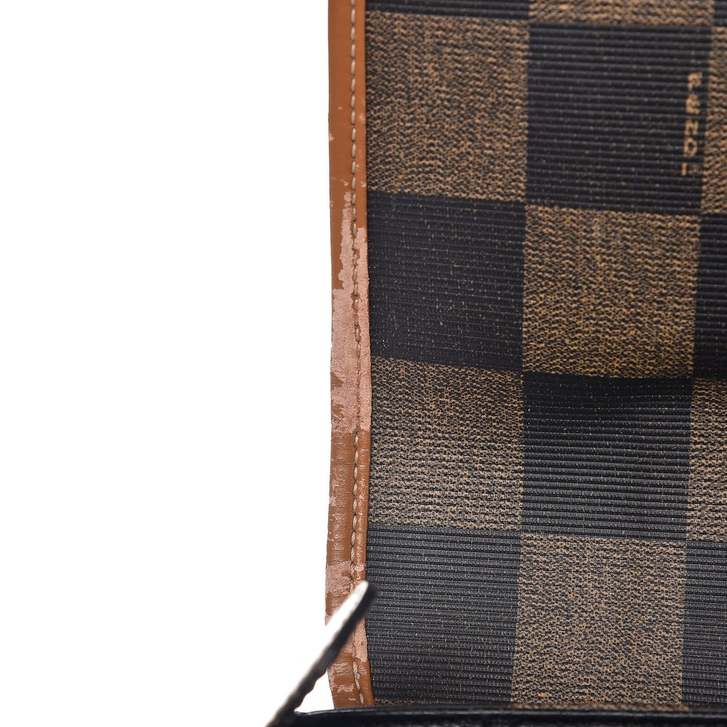 Coated Canvas Checkered Crossbody Bag Tobacco Tan