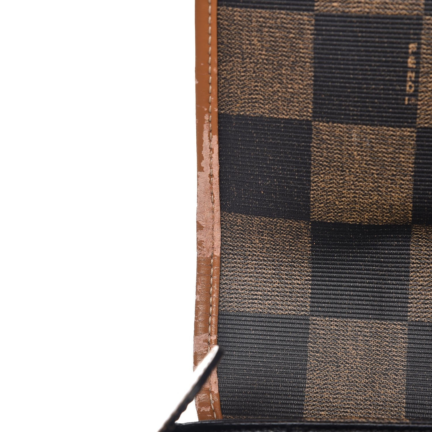 Fendi Coated Canvas Checkered Crossbody Bag Tobacco Tan 12 of 14
