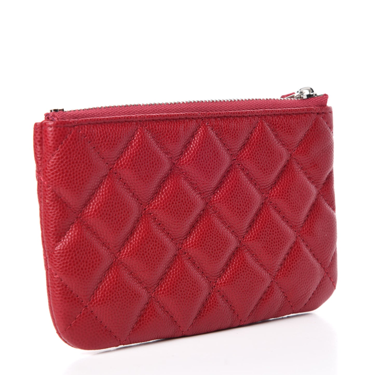 Caviar Quilted Small Cosmetic Case Dark Red