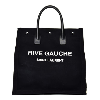 Saint Laurent Linen Calfskin Rive Gauche North South Tote Black 1 of 5