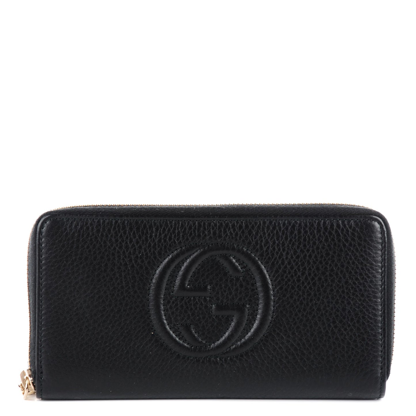 Pebbled Calfskin Soho Zip Around Wallet Black
