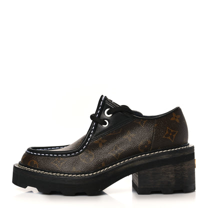 Louis Vuitton Monogram Calfskin Beaubourg Platform Derby Shoes 37 Brown 1 of 12