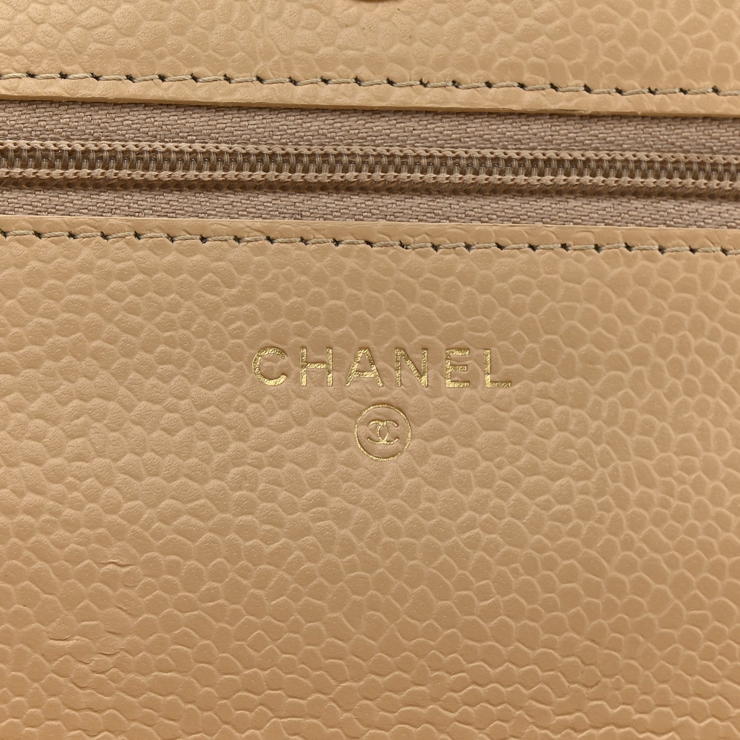 Caviar Quilted Wallet On Chain WOC Beige