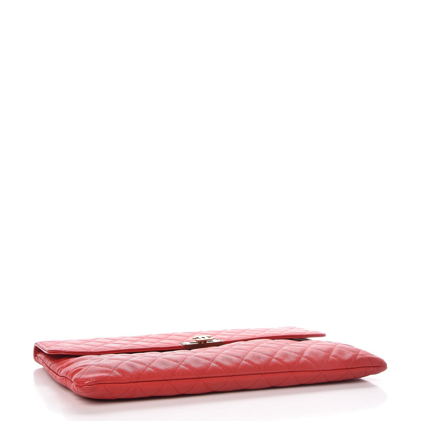 Caviar Quilted Large Golden Class Pouch Red