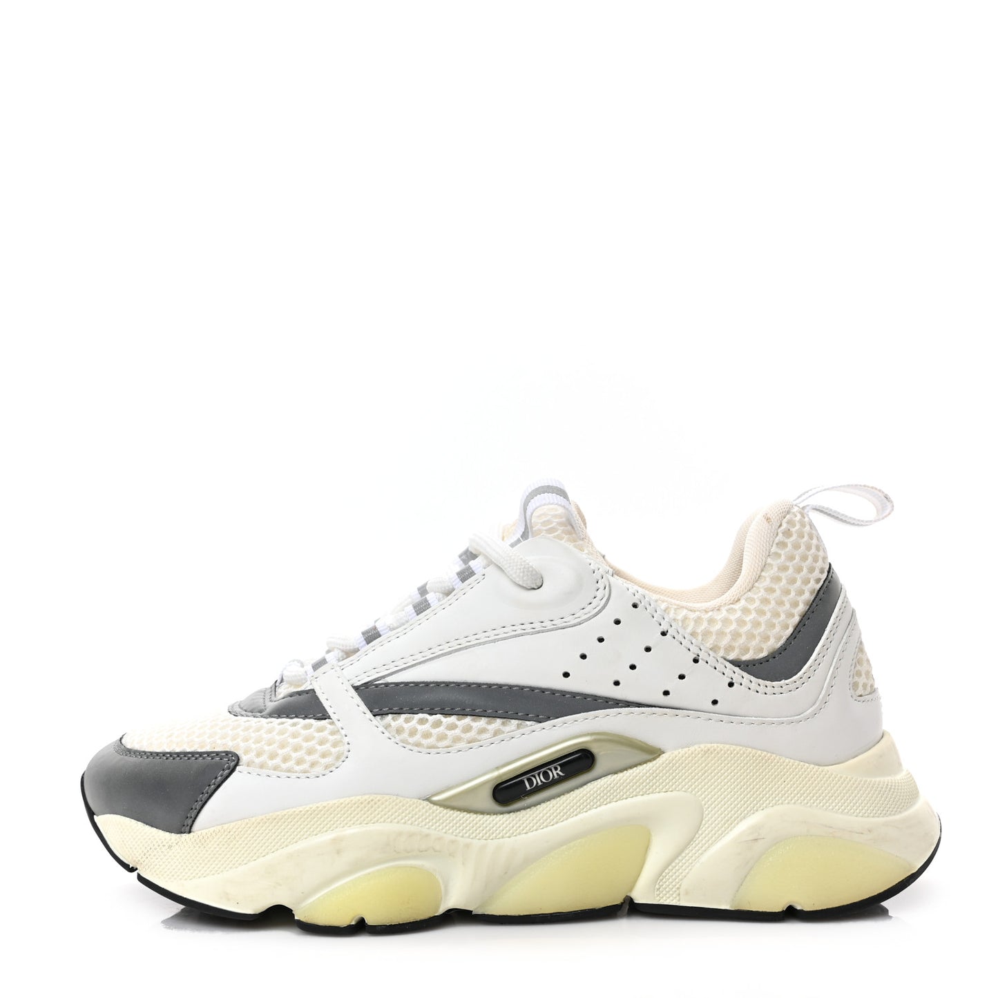 Technical Mesh Calfskin Womens B22 Sneakers 37 White Silver