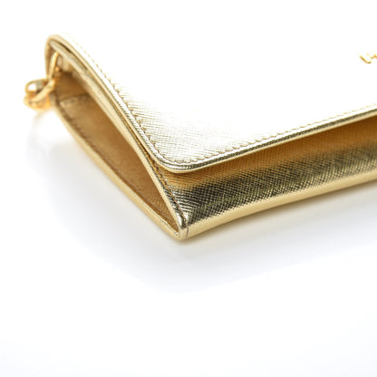 Prada Saffiano Metal Oro Chain Wallet Platino 8 of 10