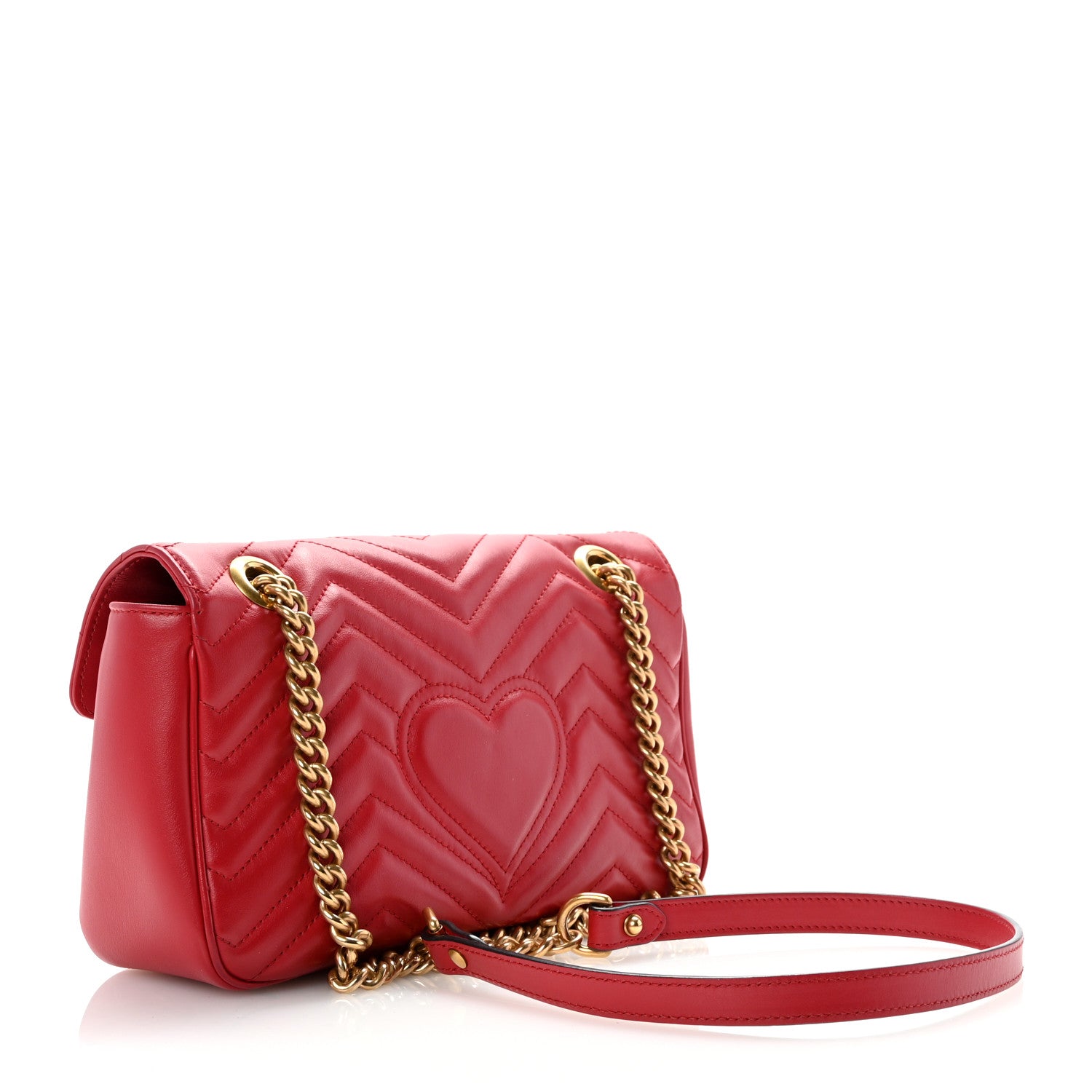 Gucci Calfskin Matelasse Small GG Marmont Shoulder Bag Hibiscus Red 3 of 10