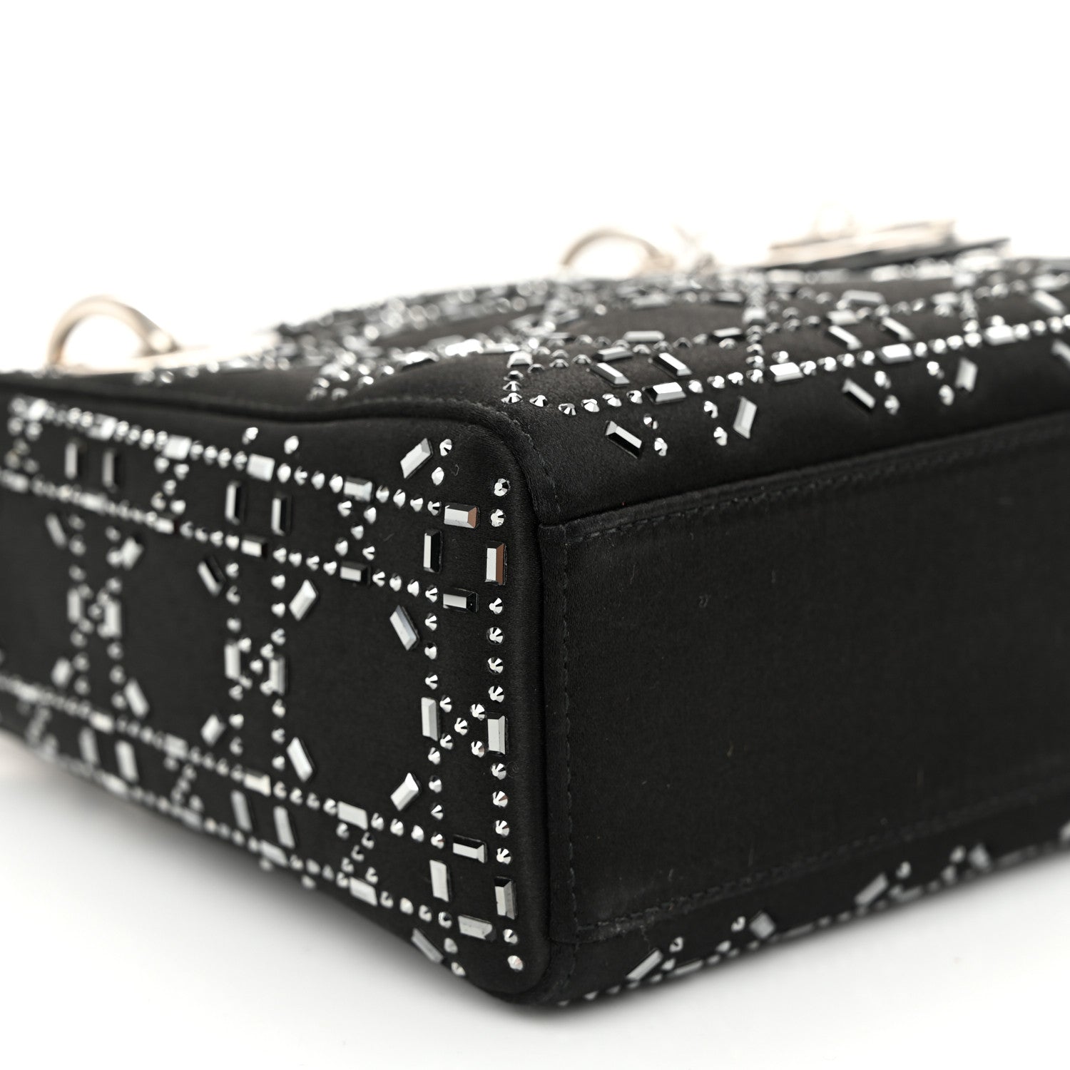 Christian Dior Satin Crystal Cannage Mini Lady Dior Black 8 of 9