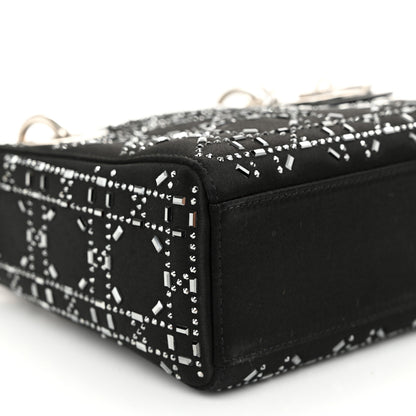 Christian Dior Satin Crystal Cannage Mini Lady Dior Black 8 of 9