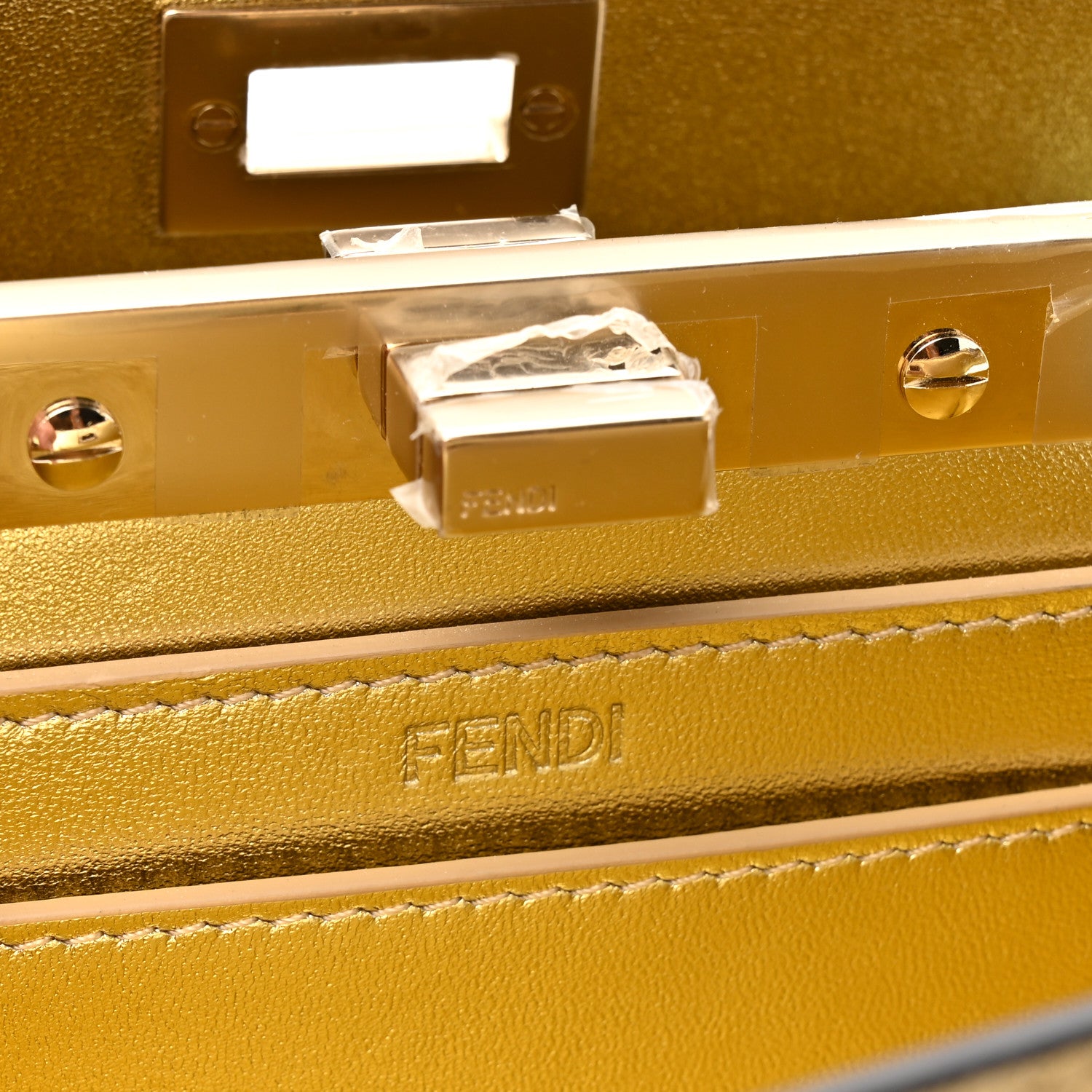 Fendi Crystal Vitello Laminato FF Petite Peekaboo I SEE U Satchel