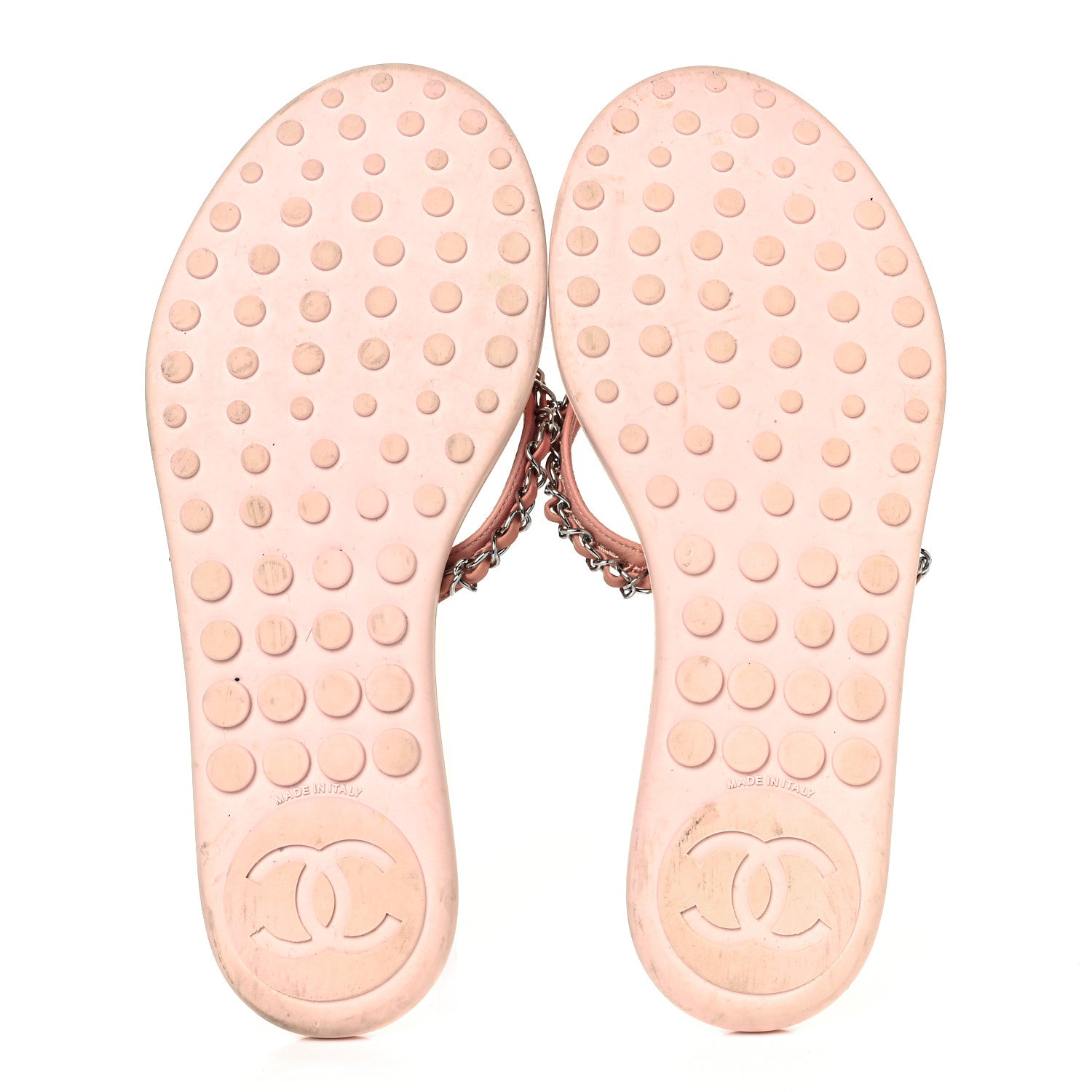 Chanel Calfskin CC Chain Thong Sandals 38 Pink 9 of 16