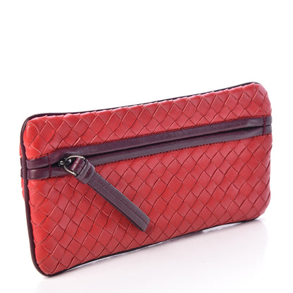 Bottega Veneta Nappa Intrecciato Zip Clutch Fraise Aubergine 3 of 6