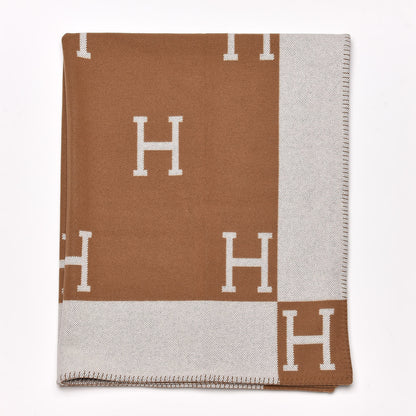 Hermes Wool Cashmere Avalon Blanket Ecru Camel 3 of 5