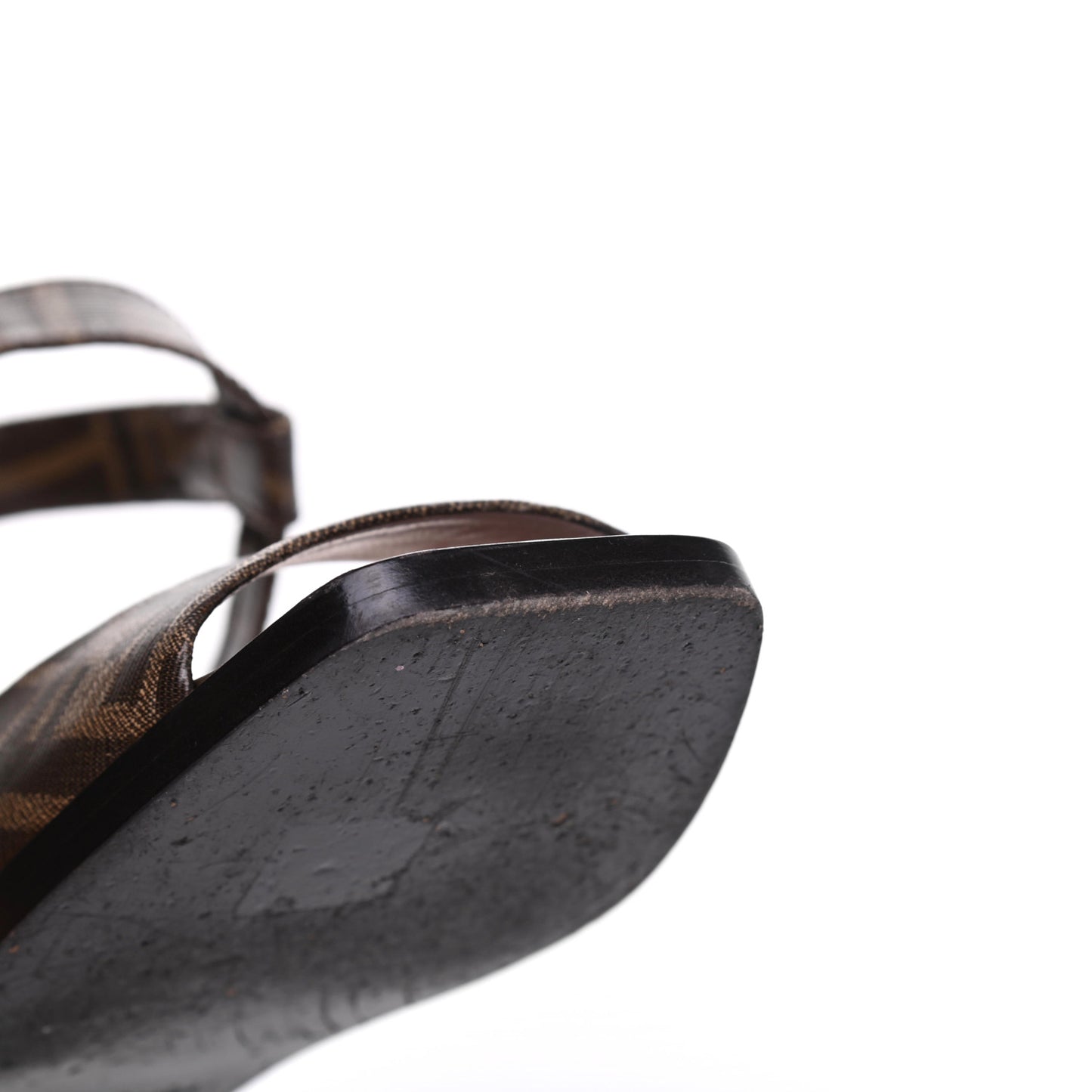 Glazed Fabric FF Wedge Sandals 40 Tobacco Moro