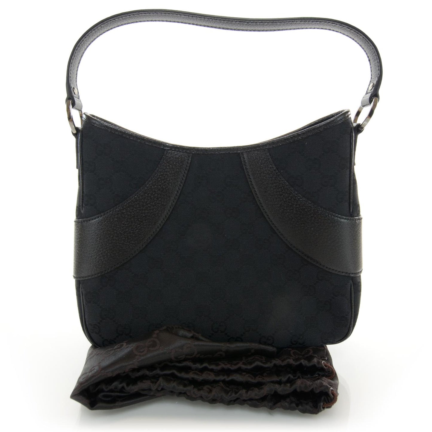 Monogram Leather Shoulder Bag Black