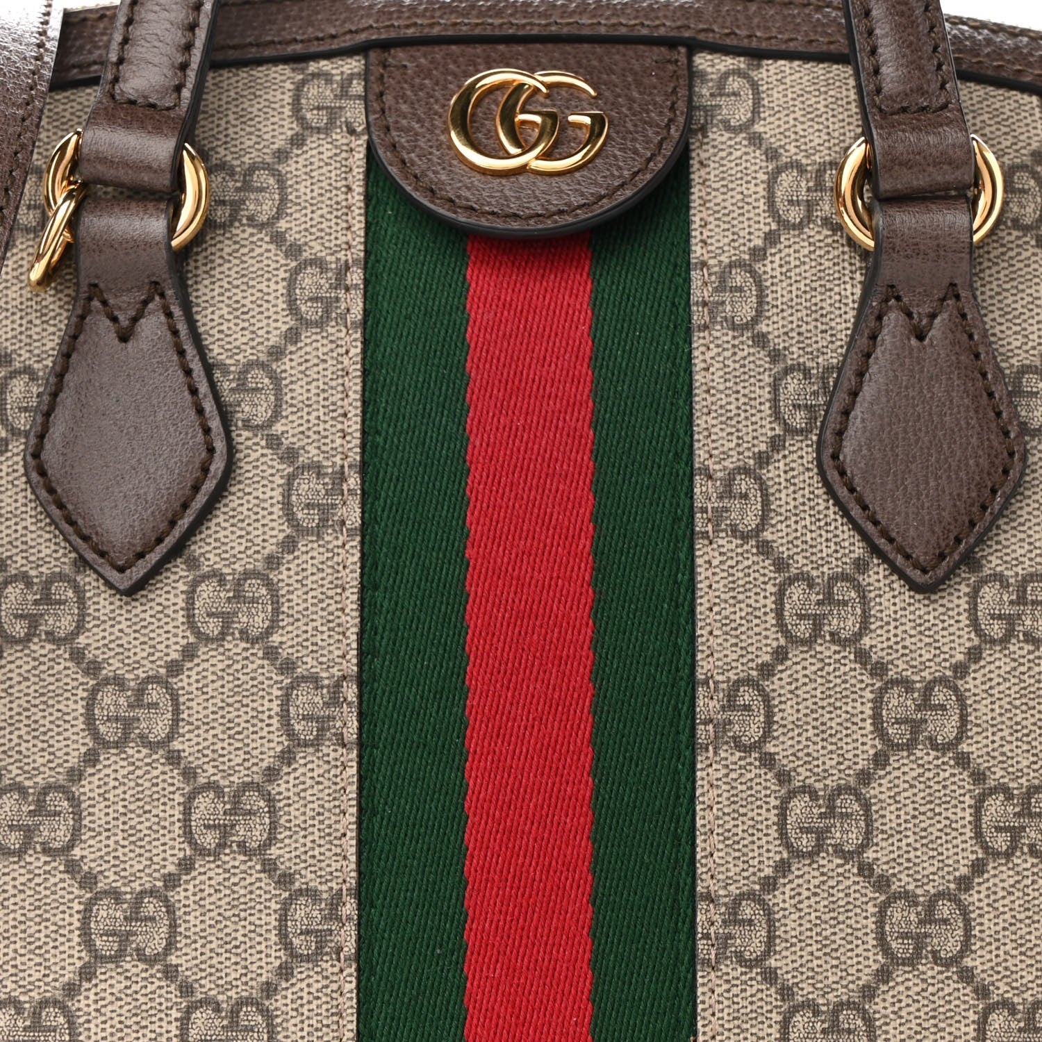 Gucci GG Supreme Monogram Web Medium Ophidia Top Handle Dome Bag Brown 8 of 9