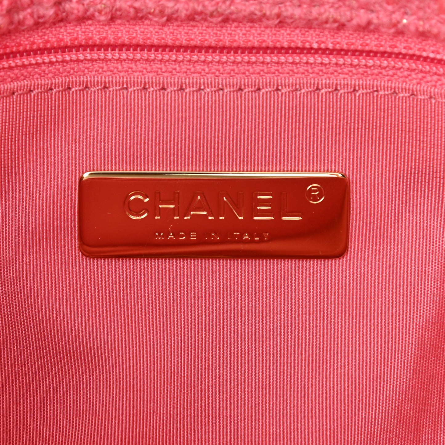 Metallic Tweed Quilted Medium Chanel 19 Flap Pink