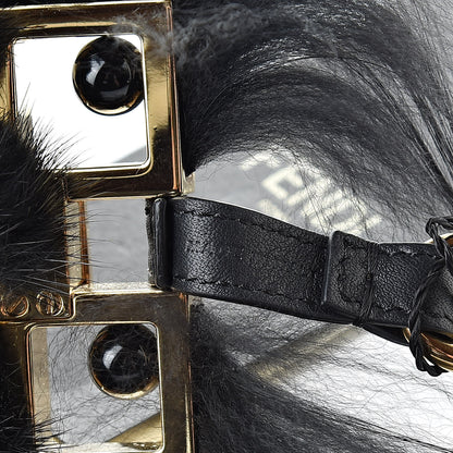 Fendi Metallic Calfskin Mink Fox Fur Hypnoteyes Witches USB Power Bank Bag Charm Black Gold 3 of 4