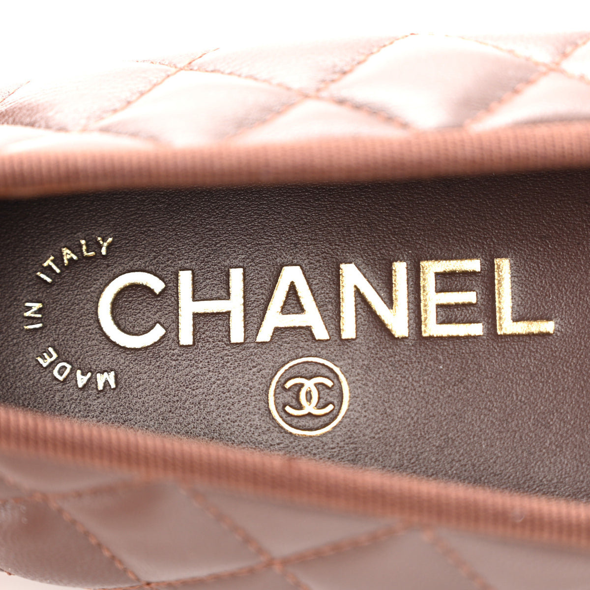Chanel Lambskin Quilted CC Cap Toe Ballerina Flats 38 Dark Brown 7 of 10