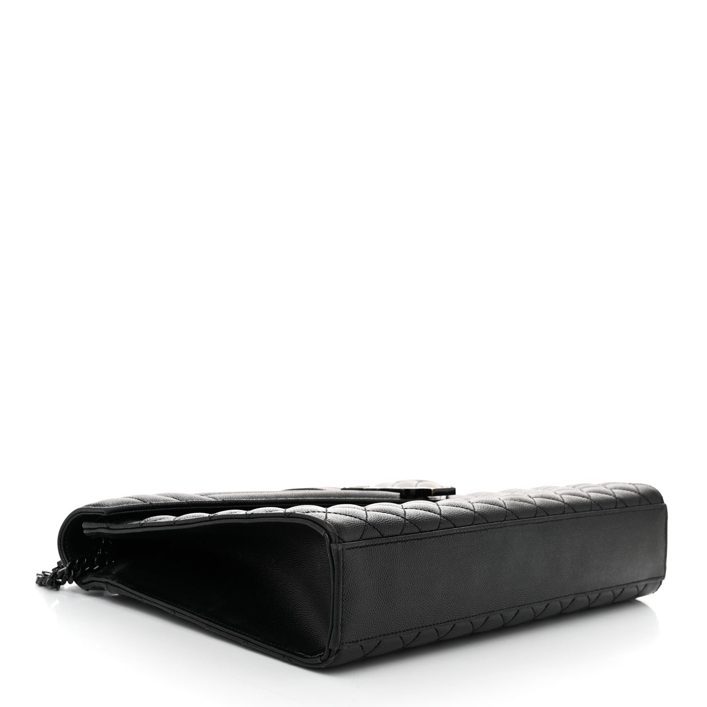 Grain De Poudre Textured Mixed Matelasse Large Triquilt Monogram Monochrome Satchel Black