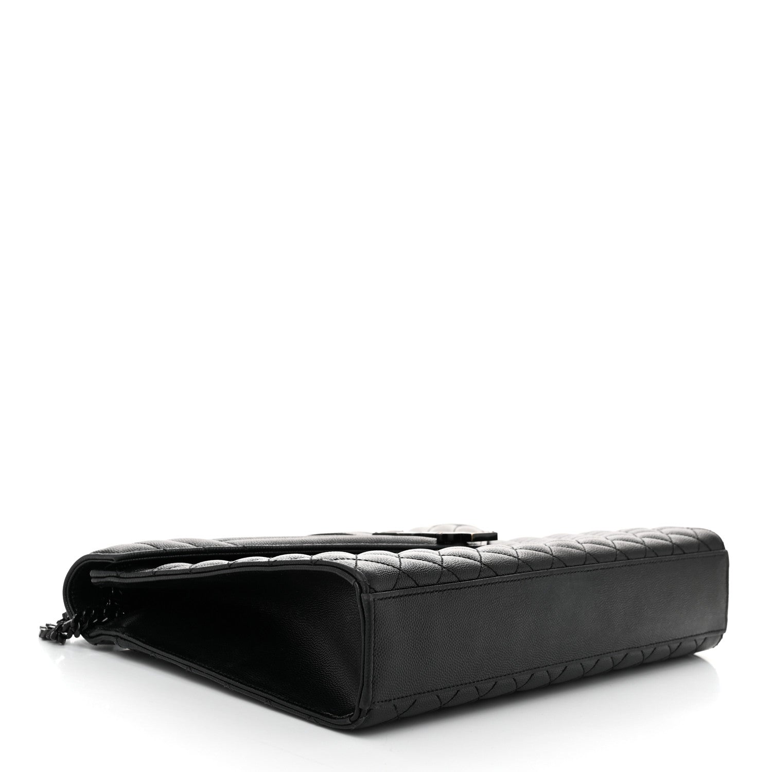 Saint Laurent Grain De Poudre Textured Mixed Matelasse Large Triquilt Monogram Monochrome Satchel Black 4 of 12