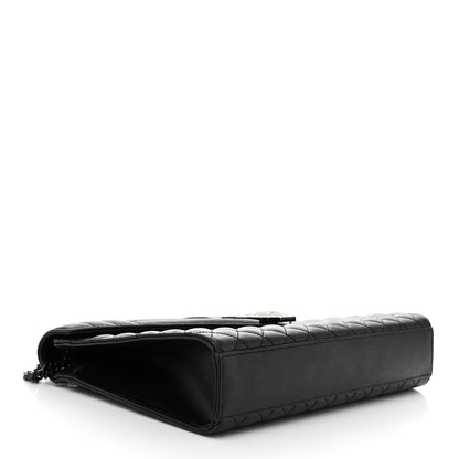 Saint Laurent Grain De Poudre Textured Mixed Matelasse Large Triquilt Monogram Monochrome Satchel Black 4 of 12