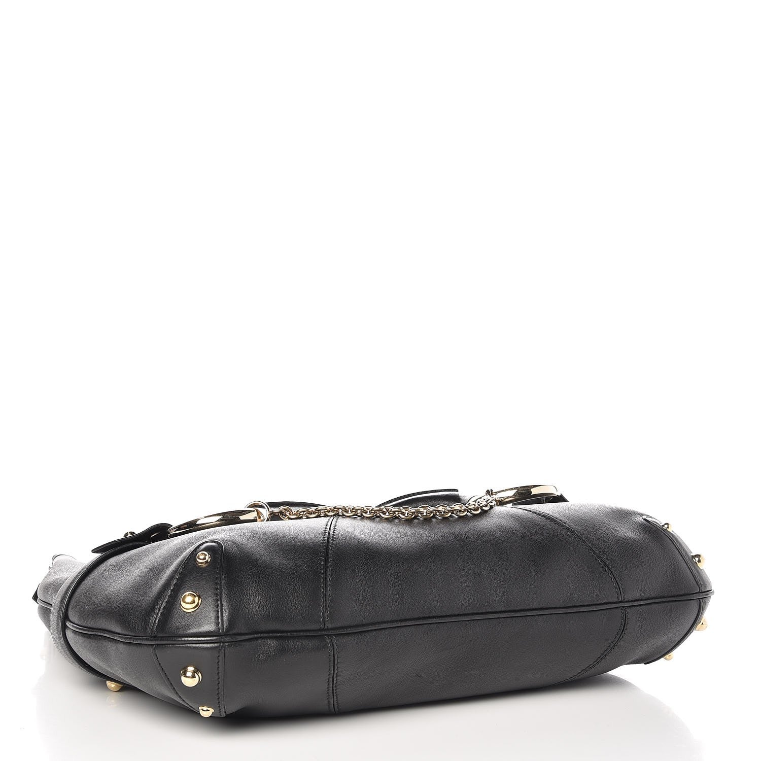 Gucci Calfskin Horsebit Chain Hobo Black 4 of 7