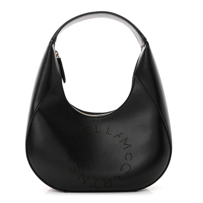Stella McCartney Eco Alter Nappa Perforated Logo Small Hobo Black 1 of 11