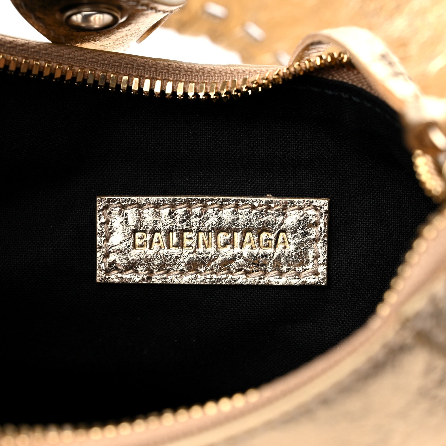 Balenciaga Metallic Agneau Arena Crystal Le Cagole Shoulder Bag XS Light Gold 8 of 10