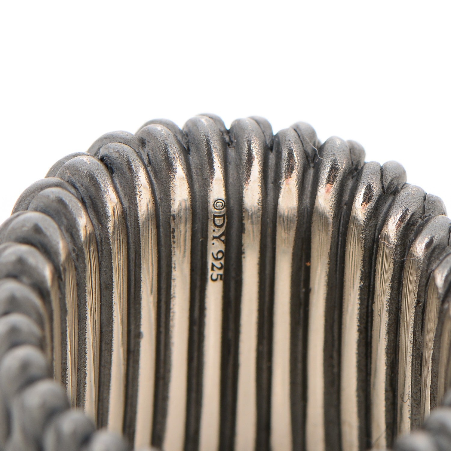 David Yurman Darkened Sterling Silver Pave Diamond 18mm Tempo Ring 54 7 4 of 5
