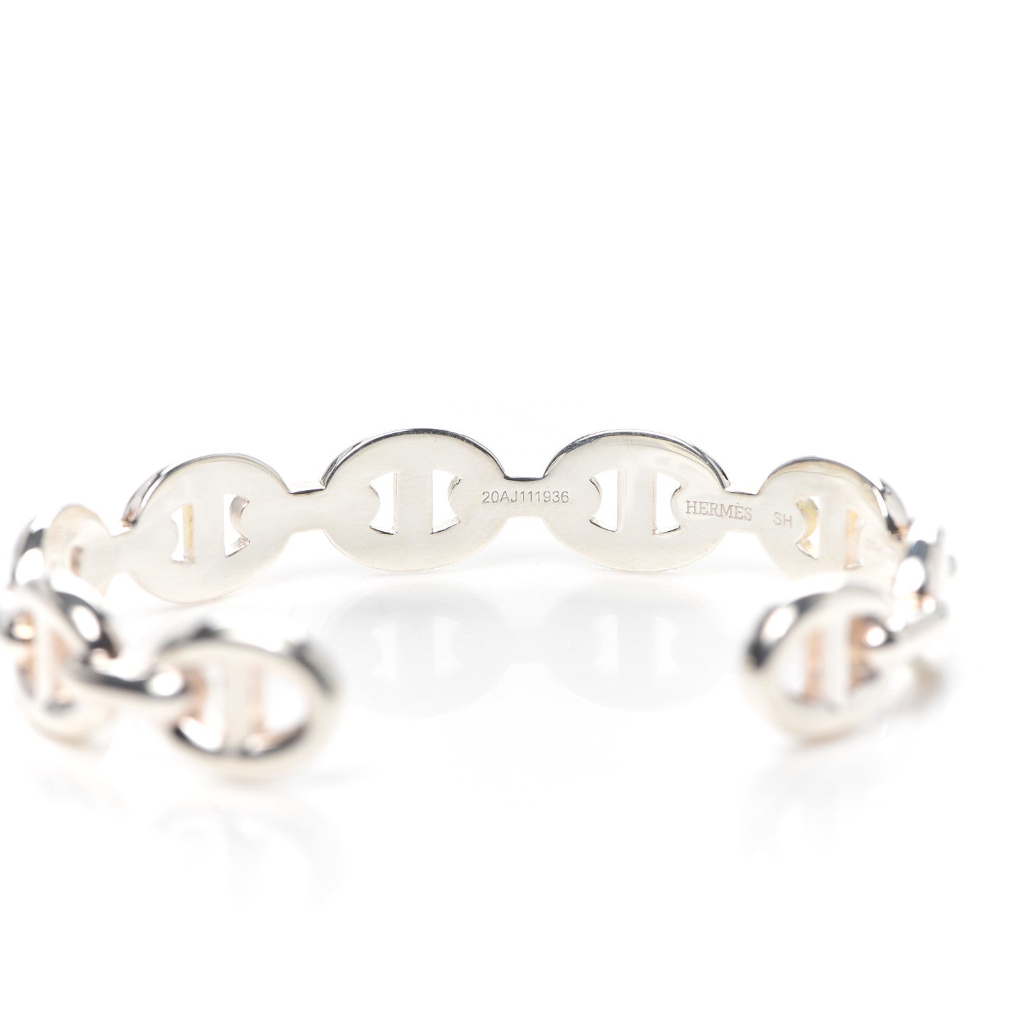 Hermes Sterling Silver MM Chaine d'Ancre Enchainee Cuff Bracelet SH 4 of 8