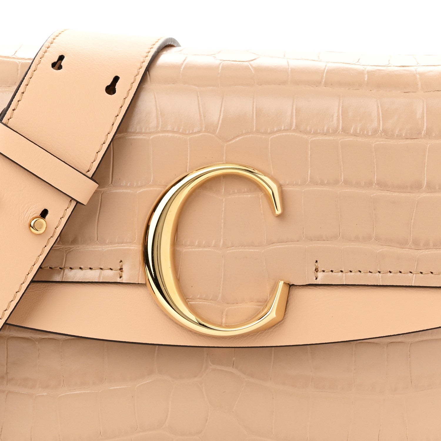Chloe Calfskin Crocodile Embossed Small C Double Carry Nut 8 of 11
